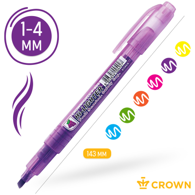 Набор текстовыделителей Crown "Multi Hi-Lighter Aroma" 06цв., 1-4мм, ароматиз., чехол с европодвесом