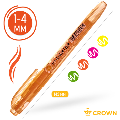 Набор текстовыделителей Crown "Multi Hi-Lighter Aroma" 04цв., 1-4мм, ароматиз., чехол с европодвесом
