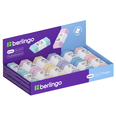 Ластик Berlingo "Pastel", термопластичная резина, цвета ассорти, 50*28*12мм